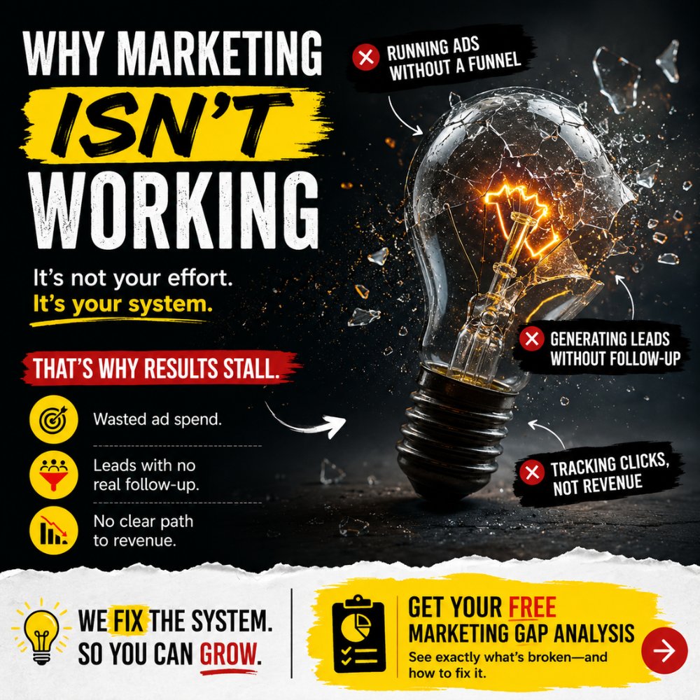 relentlesmaster's tweet photo. Why Your Marketing Isn’t Working

If your marketing “feels busy” but revenue isn’t growing… 

We fix the system.

👉 Claim your FREE Marketing Gap Analysis and see exactly what’s broken (and how to fix it).

https://t.co/dYPxP7zssn

#Marketing https://t.co/nAdeks2q6O