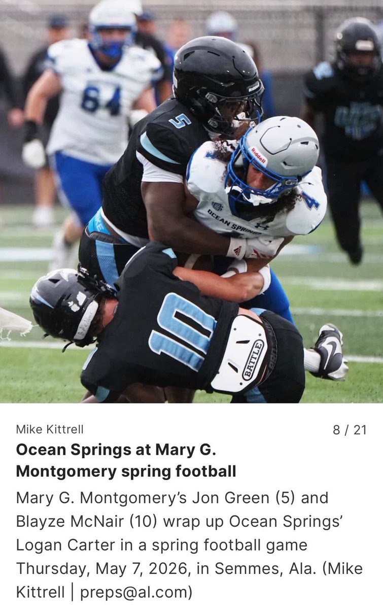 Johngreen548417's tweet photo. Spring game against ocean springs 
Coming out with a pick 
Several tackles 1pbu 
@Bama_247 @BabyJoeMedia2 @sixstarfootball https://t.co/Rno85FDCUa
