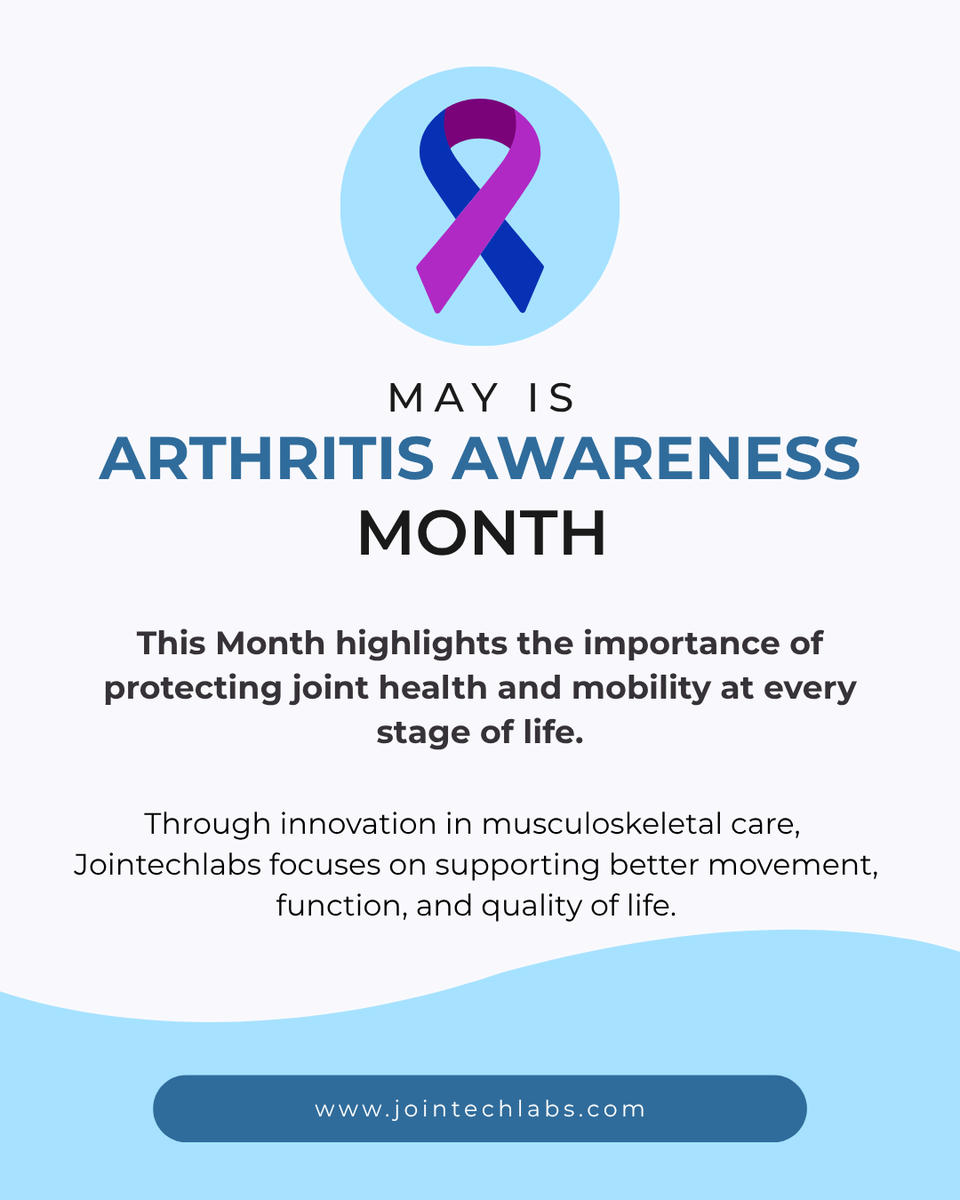 jointechlabs's tweet photo. #ArthritisAwarenessMonth highlights the importance of protecting joint health &amp; mobility at every stage of life.

To learn more about our solutions, visit our website: https://t.co/SxhU0MX96k

@ArthritisFdn @arthritisukorg @arthritis_care @ArthritisSoc 

 #Jointechlabs #arthritis https://t.co/rTtIuaYL31