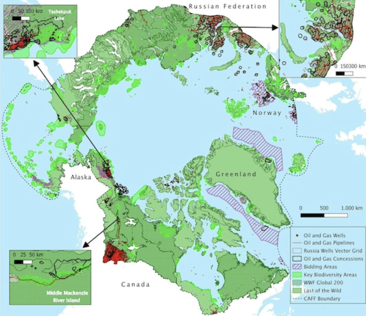 🚨Researchers just published the 1st complete geographic atlas of Arctic oil and gas infrastructure🛢️

What they mapped should reframe every conversation about Arctic energy ....

The numbers:

44,000+ extraction wells mapped
40,000 km of pipelines
512,000 km² of territory