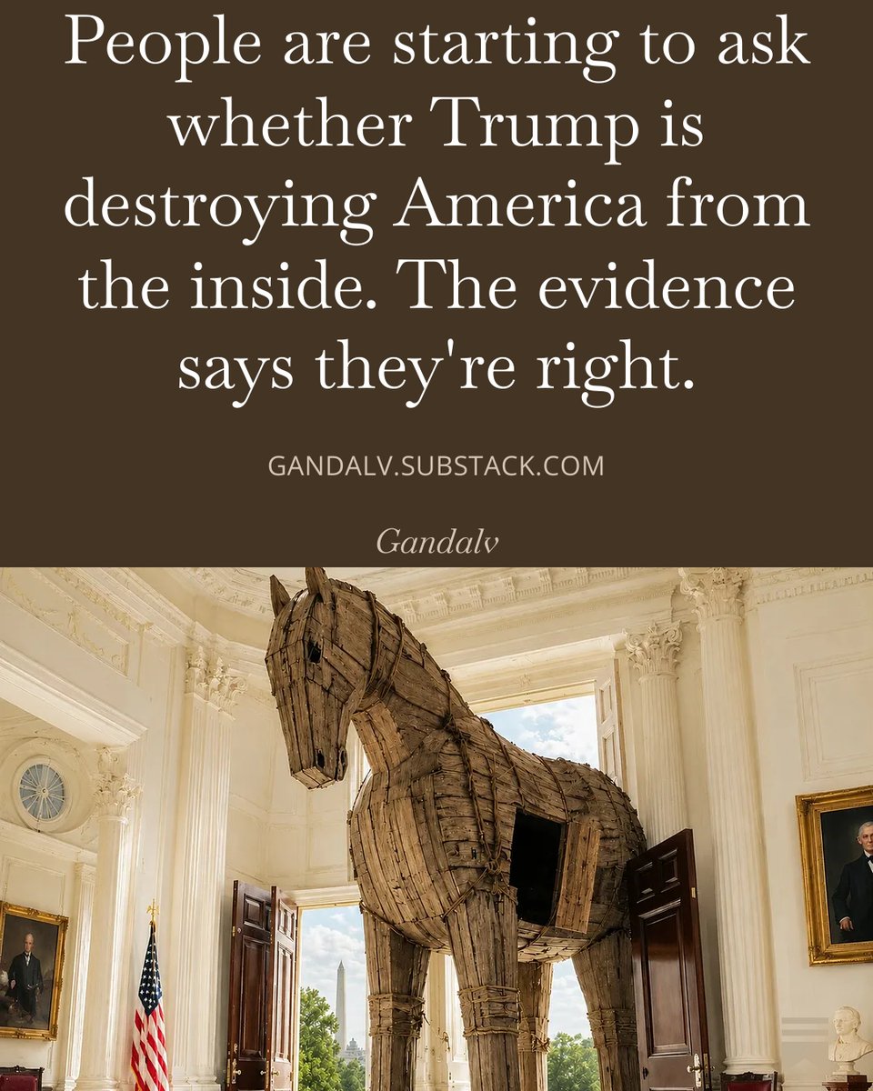 People are really starting to ask whether Trump is destroying America from the inside.

They're right to ask. Because when you lay every decision flat on the table, every ally insulted, every treaty abandoned, every dollar drained, every institution gutted, there is only one