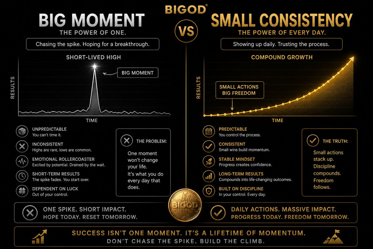 People naturally pay attention to big moments.
Big wins, announcements or moves that create instant excitement.

Those moments are easy to notice because they feel dramatic but real progress is usually built somewhere quieter. In small actions repeated consistently over time.