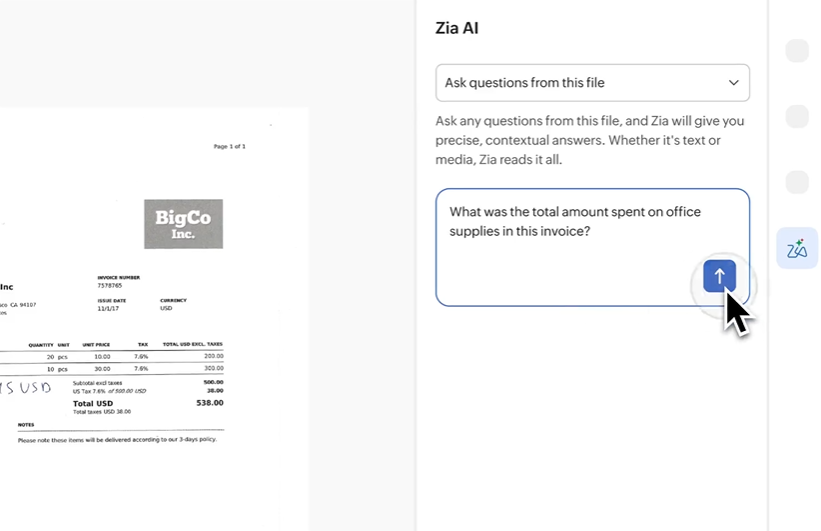 Interconnecta's tweet photo. 📁 Zoho WorkDrive adds a conversational experience
Ask questions and find information in seconds.
👉 Learn more: https://t.co/tQku4gfoZL 

#Zoho #WorkDrive #Productivity #AI #DocumentManagement https://t.co/kLTAMoC8Cj