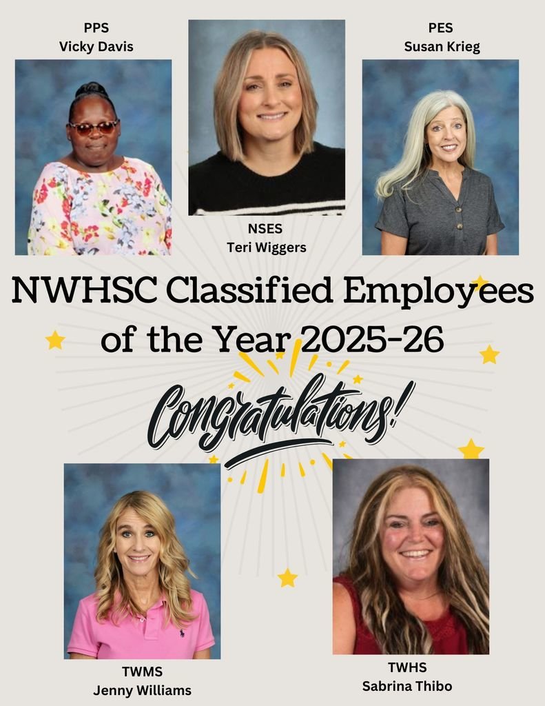NWHSComms's tweet photo. As we wrap up Staff Appreciation Week, we want to celebrate this year's Classified Employees of the Year. Congratulations to these amazing staff members! https://t.co/TtDp64VeCH
