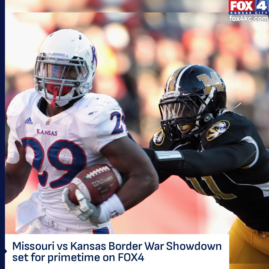 fox4kc's tweet photo. Missouri and Kansas are officially set for a primetime showdown on the gridiron on FOX4 this fall.
https://t.co/vm4H3AerEx https://t.co/mH2fa7jeJl