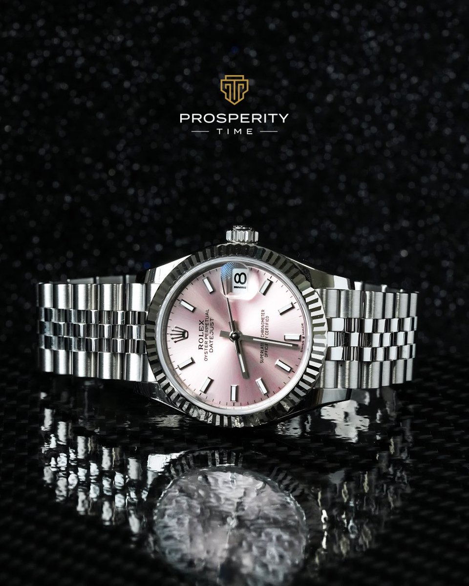 ProsperityTime_'s tweet photo. Decades from now, she'll still be wearing this. 

Rolex Datejust 28mm Pink Index Dial · Fluted Bezel · Jubilee Bracelet. 

DM us to inquire. https://t.co/xVBIFvMX4F