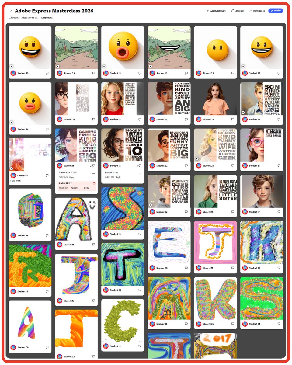 xstevejones's tweet photo. I ran an Adobe Express Masterclass for students from our feeder primary schools. In just one hour, they created colourful initials, AI self-portraits, and animated talking emojis. Engagement and creativity was high throughout, with many not wanting to leave! #AdobeEduCreative https://t.co/IFIvsNi6dk