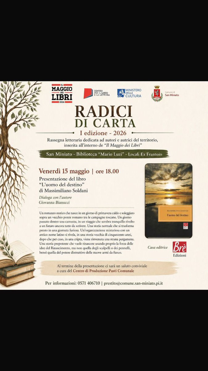 Vi aspetto a San Miniato, Pisa, venerdì prossimo…