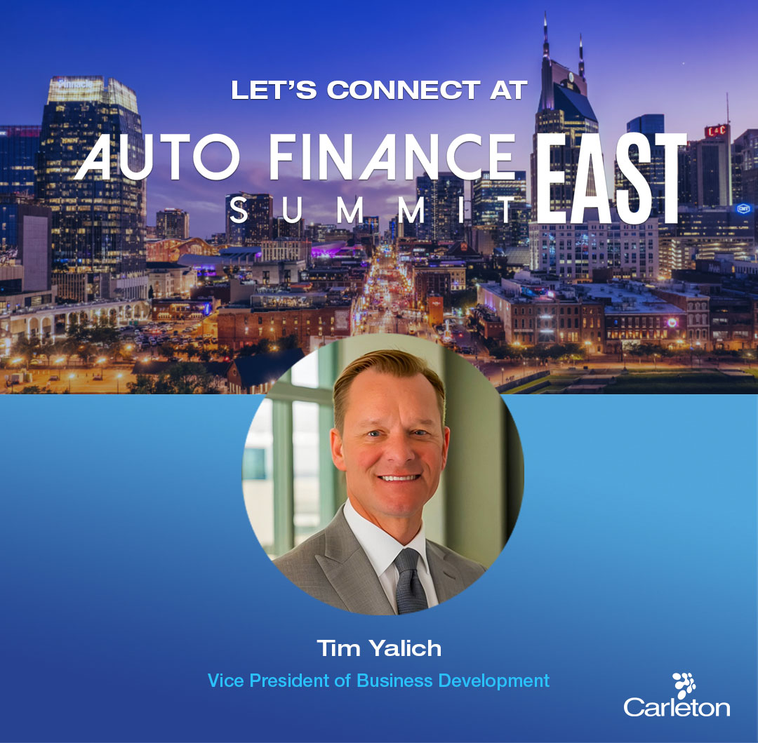 CarletonInc's tweet photo. #AutoFinanceSummit East kicks off in Nashville next week! @TyYalich is excited to connect with industry leaders and explore what's next for lending, technology, and #compliance across the #autofinance industry. 

If you'll be there, Tim would love to connect!

#AFSEast #FinTech https://t.co/8gAKNUhNby