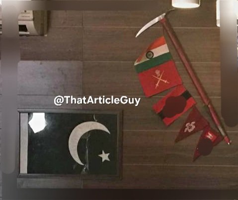 ThatArticleGuy's tweet photo. First take your captured flags from the officer's mess of this special unit...😁

This is how its done IRL, in real battleground. Not like your AssAssJee cumandos trying to impress the inbred awaam with Lahori Drama!

Boyz didn't just bring the flag, several footballs were brought back in 2023 too.

🇮🇳🇮🇳