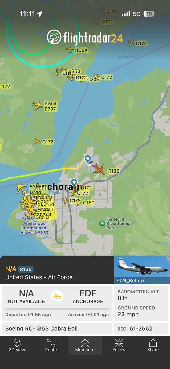 itzw3z907's tweet photo. RC-135s Cobra ball! Landing at JBER Alaska. Better video and pics for you guys @MeNMyRC1 @AirAssets https://t.co/wHYXF72qfZ