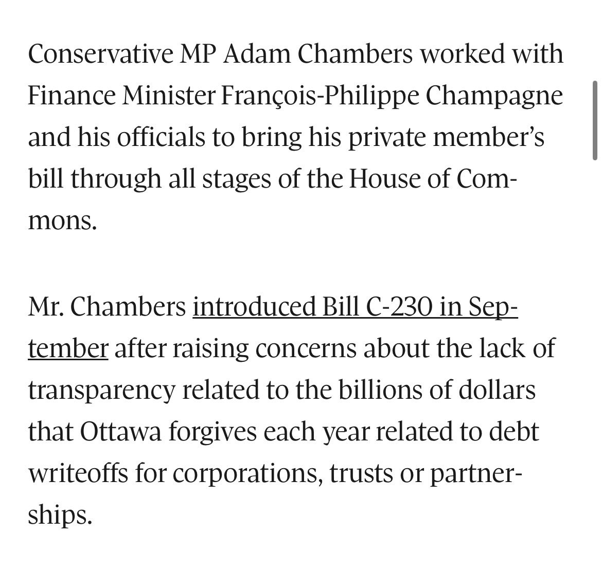 rbatherson's tweet photo. Congrats @adamchamb !! A great step forward for transparency for taxpayers.  Here’s hoping the Senate follows suit. https://t.co/KBqGigQdl7