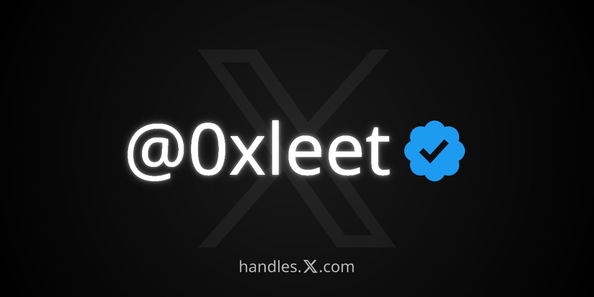 I just got <a href="/0xleet/">leet.hl</a> from the X Handle Marketplace! Get your own at handles.x.com