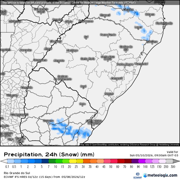 Igor__Roik's tweet photo. Modelo europeu segue firme na projeção de #neve, o que altera muito são as áreas com possível ocorrência do fenômeno. Na última atualização mantêm sobre áreas de Santa Catarina e Paraná.
O modelo indica também em áreas do Uruguai. https://t.co/rgCMwxWHgF