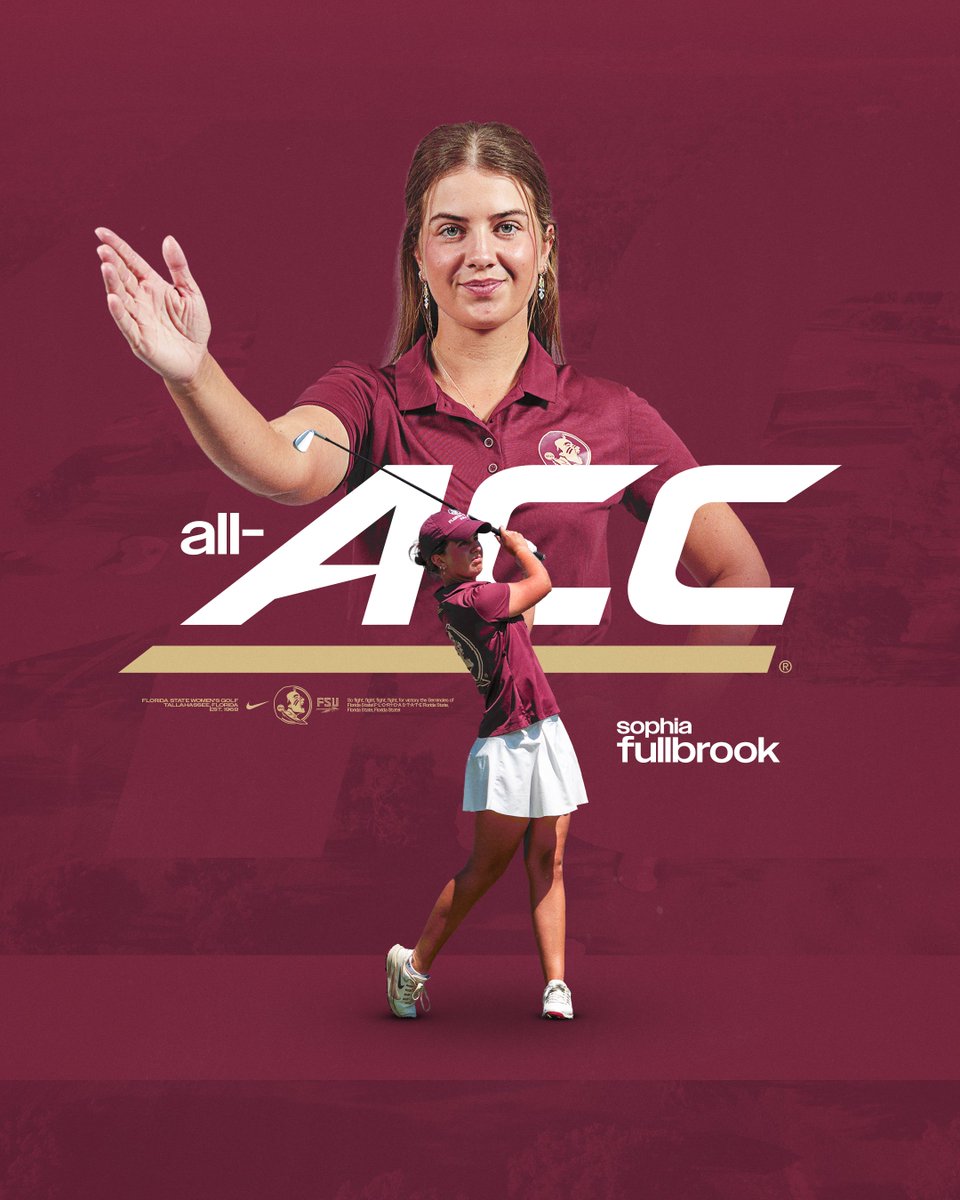 FSUGolf's tweet photo. 𝐀𝐥𝐥-𝐀𝐂𝐂

Sophia Fullbrook has been named to the All-ACC Team!

#NoleFamily | @theACC https://t.co/XxPwm9GdpL