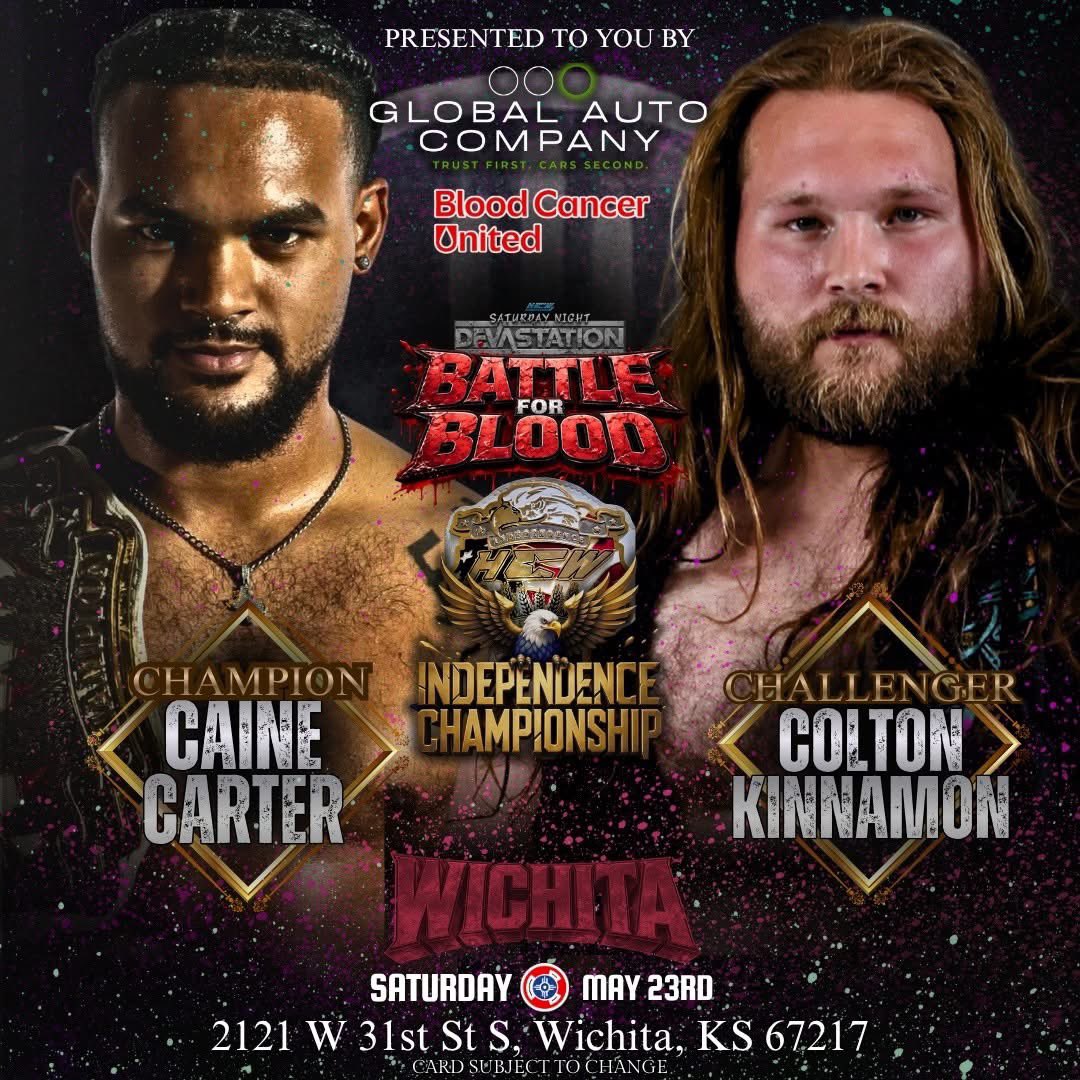 HCWLive23's tweet photo. 🏆Championship Match🏆
HCW Independence Championship
[C] Caine Carter vs. Colton Kinnamon

This event is brought you by our proud sponsor and partners:

Global Auto Company 
Blood Cancer United

Get 🎫 here:
https://t.co/f6m4uG60WA https://t.co/FPaVjJWOIo
