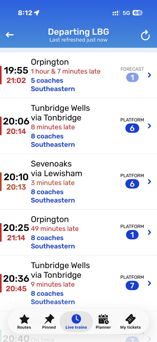 BromleyCommuter's tweet photo. @SteveWhiteRail This is where @@Se_Railway collapses there is zero chance that a train running nearly 2 hours late are going to run but your staff shrug shoulders because they have no information.. this guy John Till said this could all be done in seconds https://t.co/Yaqhrkc3Nv