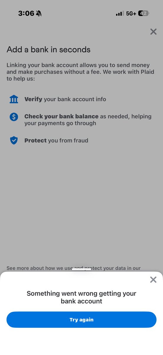 timjanicki's tweet photo. @VenmoSupport having some major issues. I can’t send money and I can’t transfer my Venmo balance to bank account b/c I get error when trying to add td bank account. https://t.co/H7Xs4U9nPq