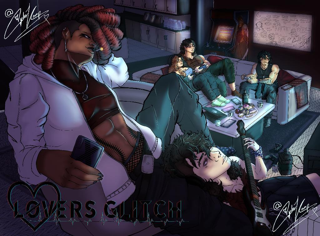 IshogunGamer's tweet photo. Guys So ive been asked to share with what a friend of mine has been working on with her team the game is called Lovers Glitch, its a visual novel dating sim, You as the main character are a streamer who wants to be apart of something bigger in the streaming world. There are five main faces of the streaming platform called Glitch (Otta, Eddie, Zara, Damian, and Rohan) even though they are the face of Glitch they are granting a individual a platform. you as the player will attempt to build relationships (freindships/dating) getting to know each character in depth  (i will put the rest in the comments)