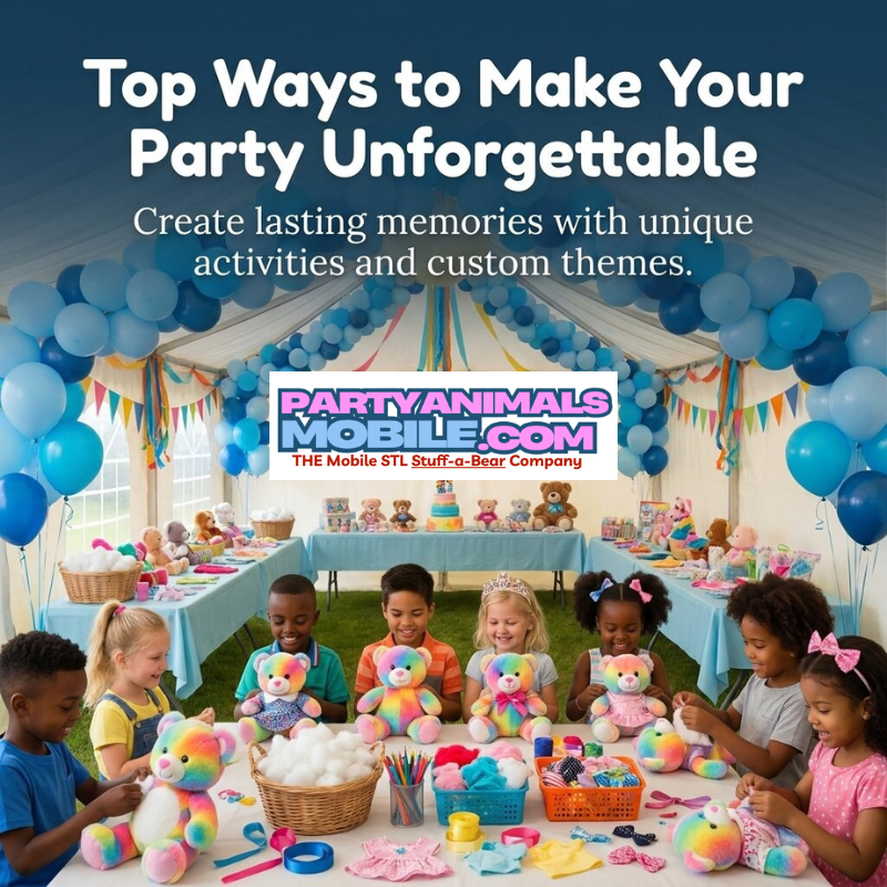 animalsmobile's tweet photo. Top Ways to Make Your Party Unforgettable
1. Let guests build their own stuffed animal for a unique keepsake.
2. Customize your event theme with our wide selection of plushies and outfits.
3. Add our T-Shirt Package (for the stuffies). 
#stlkidparty https://t.co/pBjplfeJYp