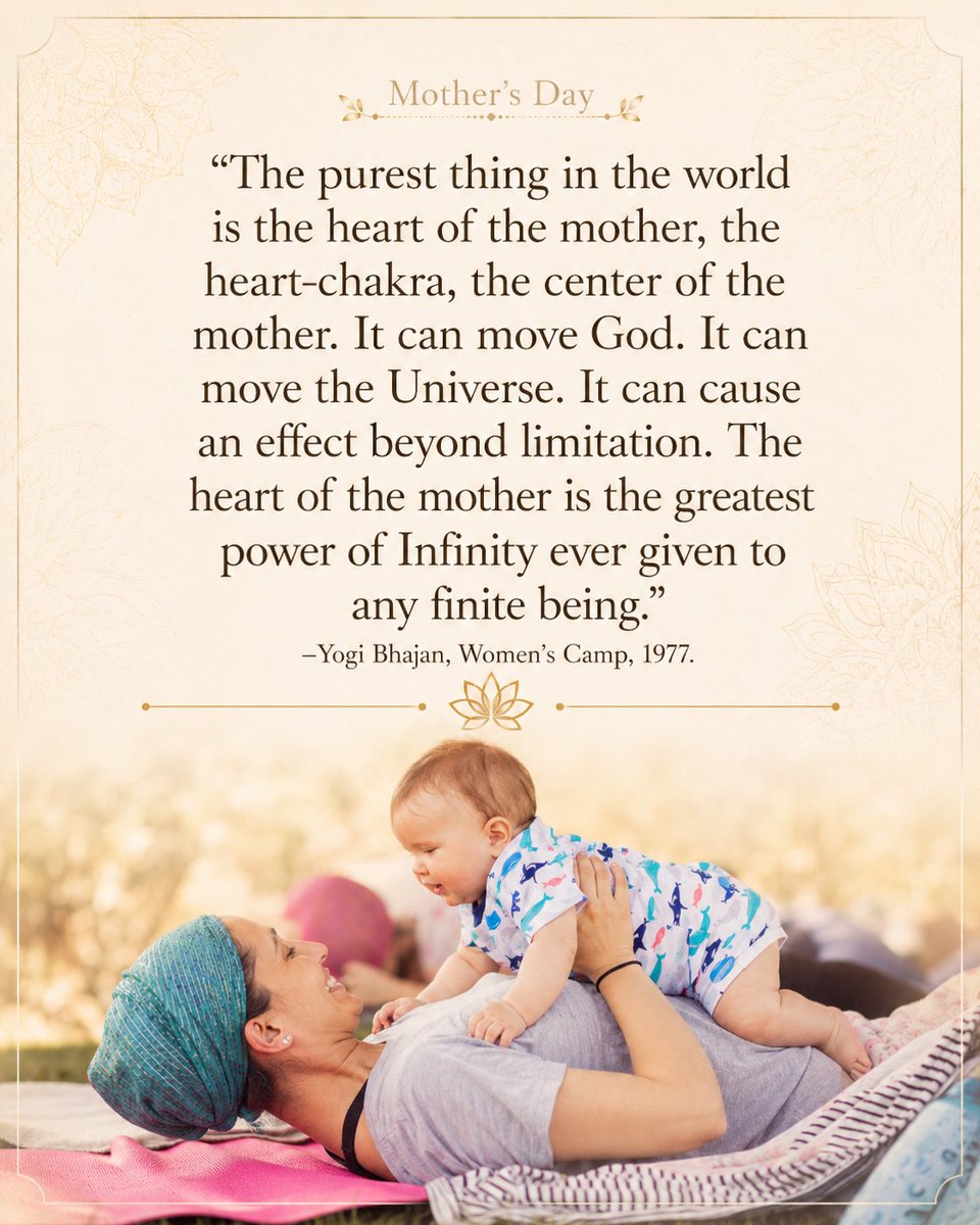 3HOtweets's tweet photo. May your love, strength, and radiance continue to bless the world 🤍

Comment 'MOTHER' and we’ll send you a special Kundalini Yoga kriya and meditation for Mother’s Day.

Sat Naam, and Happy Mother’s Day from 3HO International. https://t.co/0XwNHK3fFV
