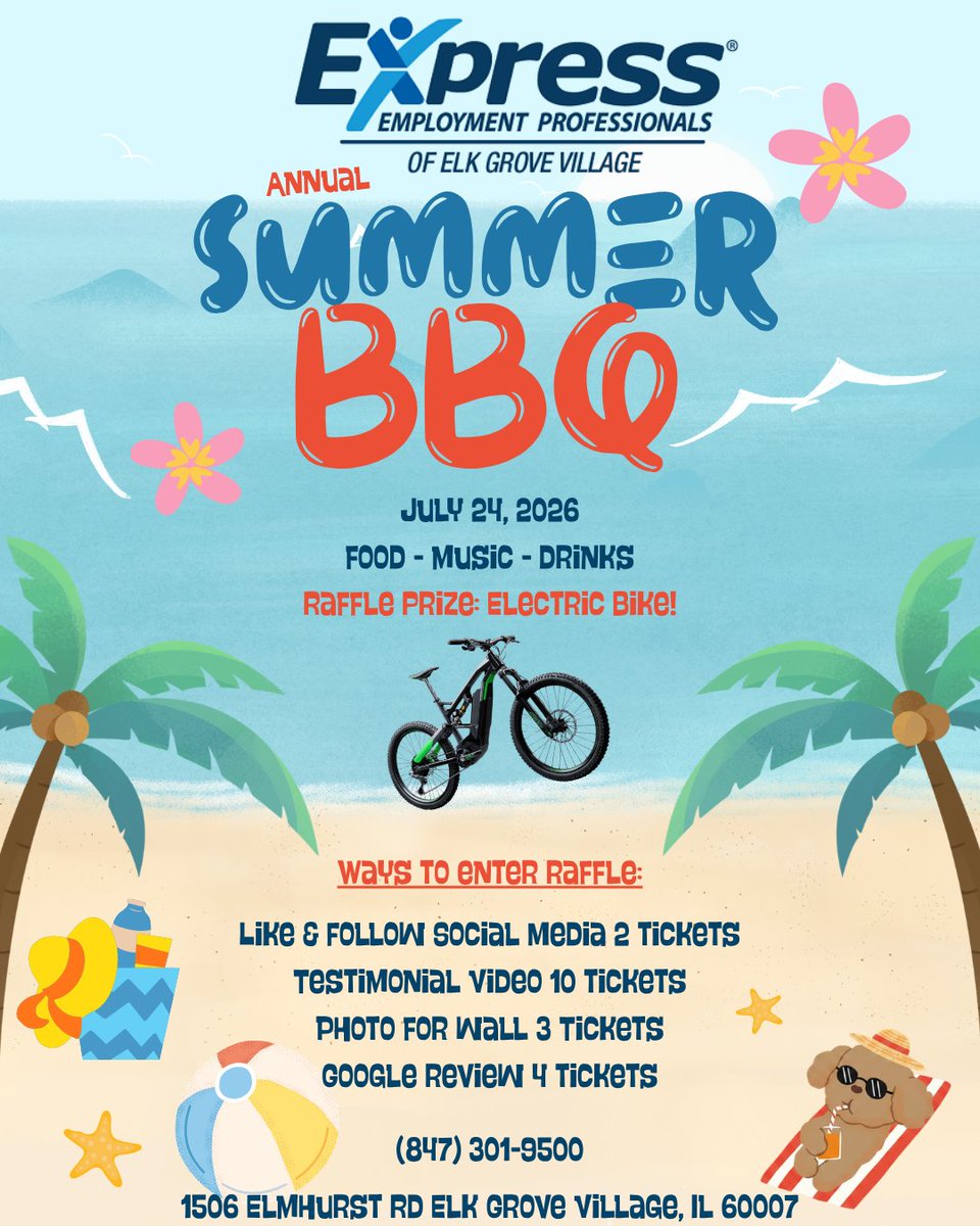 Join us for our Annual Summer BBQ on July 24th! 🎉 Get a chance to win an electric bike 🚴‍♂️✨ Details in the post. #ExpressEGV #Raffle