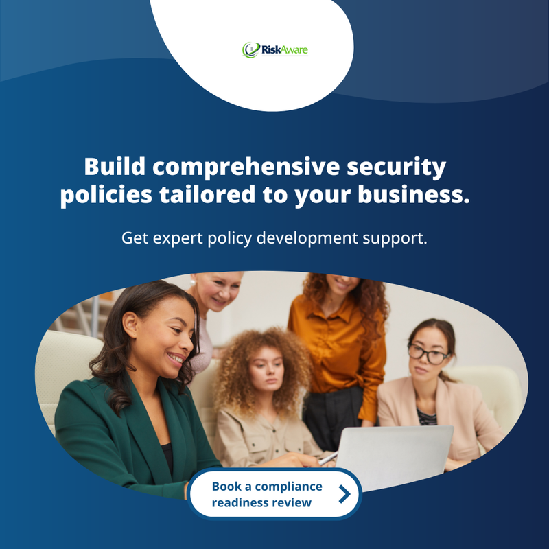 riskawareco's tweet photo. Clear, documented policies provide the foundation for consistent security practices and regulatory compliance. 📋
Book a consultation at https://t.co/M2IEkyV5cN to get started. ✅
#PolicyDevelopment #CyberSecurity #RiskAwareCo https://t.co/uXnM7KkJ2D