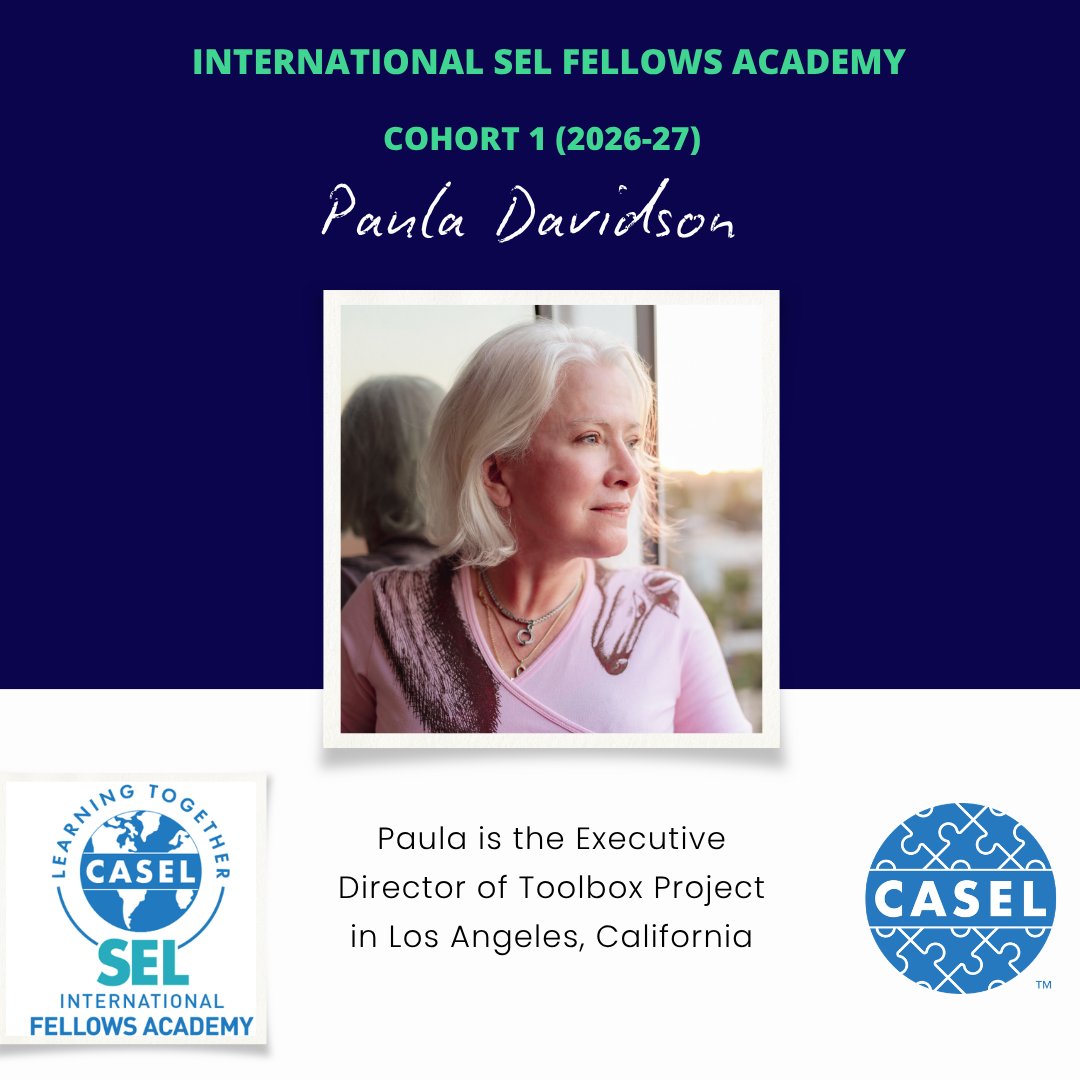 caselorg's tweet photo. Meet our fellows!

Paula Davidson is the Executive Director of Toolbox Project in Los Angeles, California, the United States. Here’s why she wanted to be part of this special cohort:

"I learned early that academic skills alone aren't enough for success—students need the social-emotional tools to navigate challenges, build resilience, and discover their unique potential."

We’re so glad to have her voice as part of this conversation!
