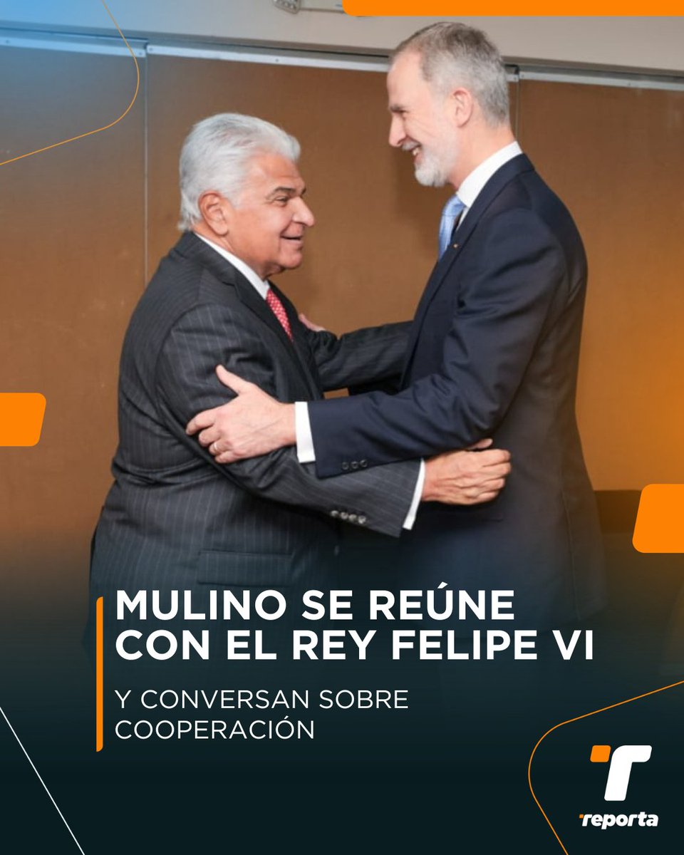 TReporta's tweet photo. El presidente de Panamá, @JoseRaulMulino, se reunió con el rey de España, Felipe VI, y conversaron sobre programas de cooperación, inversiones, comercio, seguridad, energía, sector marítimo y geopolítica internacional.

El encuentro bilateral tuvo lugar en la ciudad de San José, Costa Rica, en el marco de  la toma de posesión de la mandataria costarricense, Laura Fernández.

El rey Felipe VI manifestó a Mulino que España está abierta a ayudar a Panamá dentro de la estrecha relación que han consolidado como países.

“Tenemos que apoyarnos mucho en comercio, el derecho internacional y los valores que nos han permitido llegar hasta aquí”, destacó el monarca.

Por su parte, el presidente Mulino explicó el esfuerzo de su gobierno para estabilizar las finanzas públicas, lo que permitirá que este año la economía nacional tenga un crecimiento entre el 4 y 5%.

El mandatario panameño también explicó que Panamá está ejecutando importantes inversiones en sectores como salud, carreteras, la línea 3 del Metro, que incluye un túnel bajo el Canal, que aliviará el tráfico entre la ciudad capital y las afueras.

Mulino también agradeció a Felipe VI el apoyo de España en el tema de las listas discriminatorias, señalando que el país ya ha logrado salir de dos de estas listas y está haciendo lo necesario para salir de la fiscal, la última que queda.