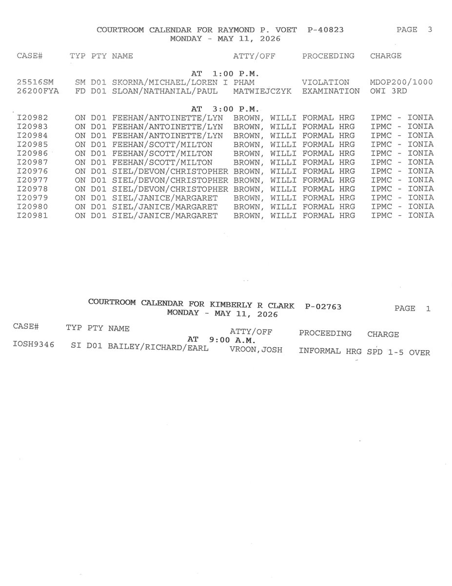 Court64a's tweet photo. 64A District Court Docket for Monday, May 11, 2026. Honorable Raymond P. Voet https://t.co/oP262zlxLd