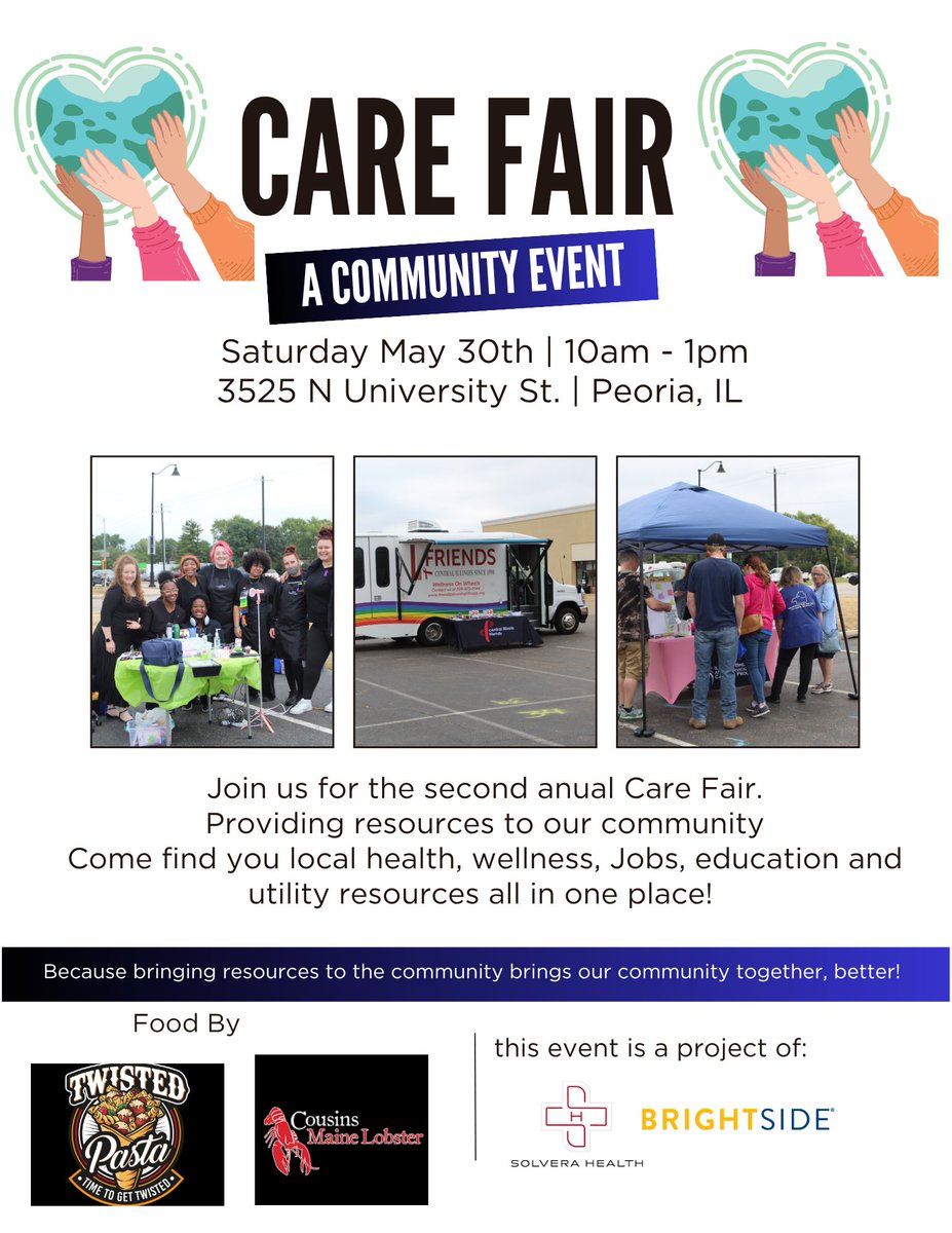 SolveraHealth's tweet photo. SAVE THE DATE! 2nd Annual Care Fair May 30th is around the corner. Lots of great partners and vendors will be attending. Get all the free resources you need in one place. We hope to see you there and bring family and friends! Share and spread the word. 
#SolveraHealth #BRIGHTSIDE https://t.co/SBFdln2tz6