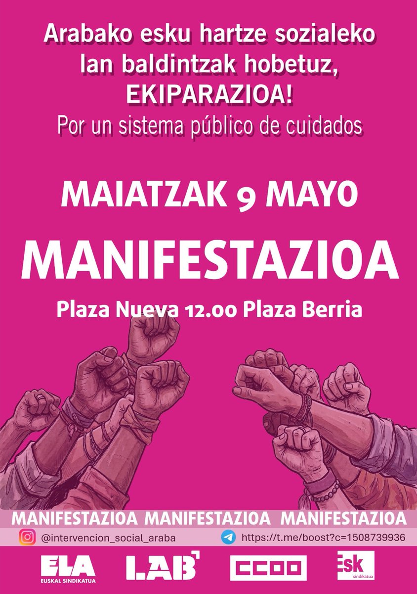 LABszkAraba's tweet photo. Eta bihar, 12.00tan, plaza berritik manifestazioa!! https://t.co/yo2w8Btj16