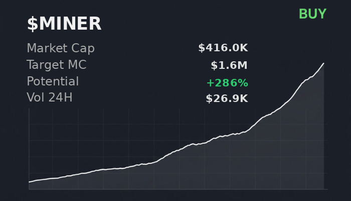 $MINER on <a href="/xSolRayx/">SolRay</a> showing $1.6M upside 💚 recommends buy 
 
 Currently watching: $Jellybean $USA $SCHIZO