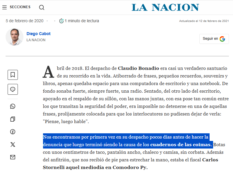 - ¿Ud. se reunió con Bonadío antes de que se presentara la causa de los cuadernos?
- NO, NO, NO... NO RECUERDO. 

🔗lanacion.com.ar/politica/una-p…
