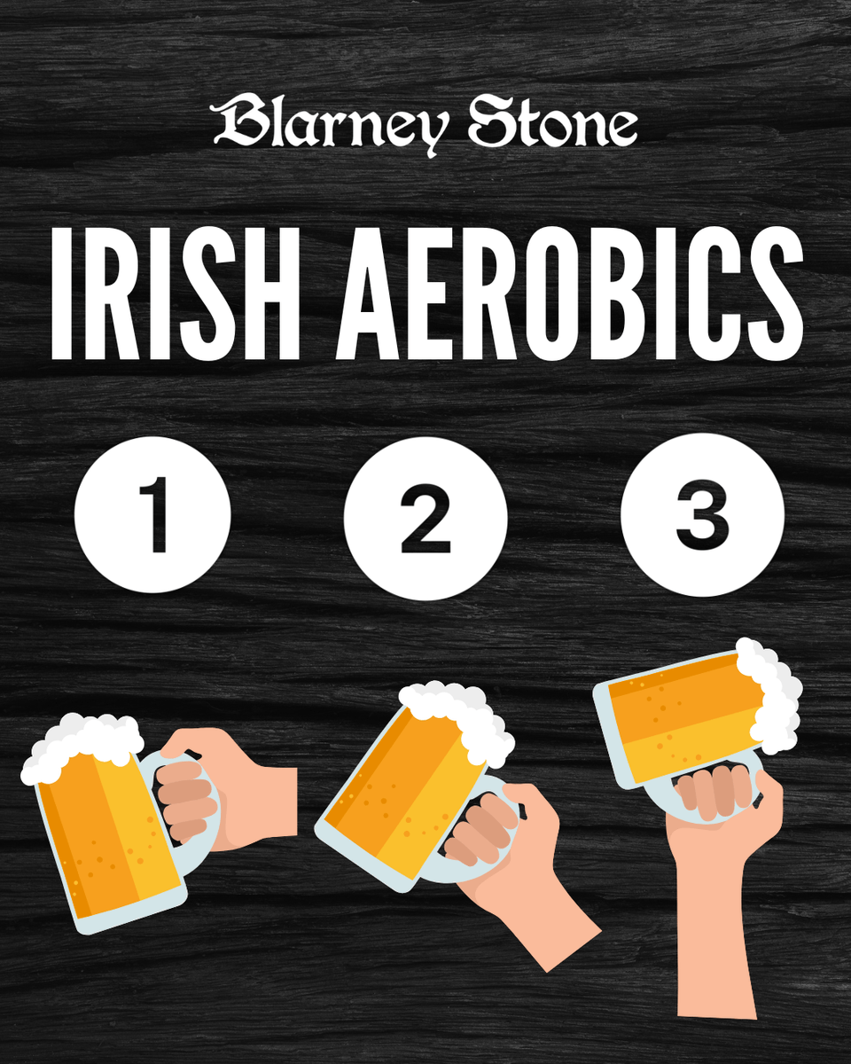It's time for your favorite Friday workout! 💪🍻🍀 Happy Hour from 3-6 and 9-close @ the blarney!