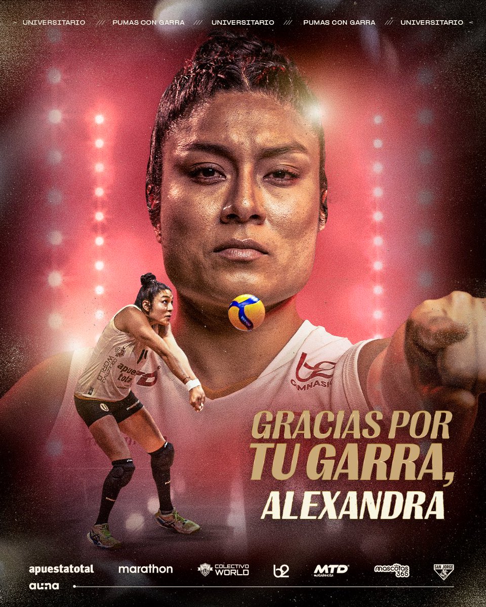 ¡𝗚𝗥𝗔𝗖𝗜𝗔𝗦 𝗣𝗢𝗥 𝗧𝗨 𝗚𝗔𝗥𝗥𝗔, 𝗔𝗟𝗘! 💛💪

Agradecemos a Alexandra Machado por su compromiso y la garra mostrada defendiendo nuestros colores. 

¡Éxitos en sus futuros proyectos! 🙌

#PumasConGarra