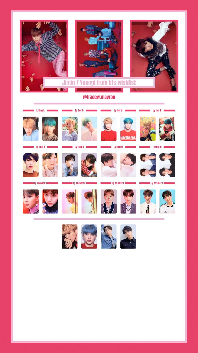 Yoonmin wishlist {feel free to use it} PART 1 Bts jimin yoongi