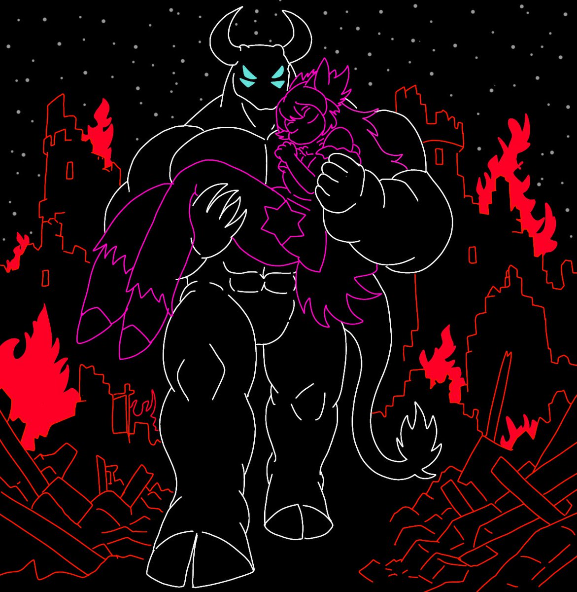 Proxilext12's tweet photo. 🖤The beginning of the story
Prologue (part 3)
After the fall of the kingdom, the monster took the king and queen's daughter. Her parents, though wounded, searched for her, but...
#MuscleArt #StrongStyle
#CartoonArt #digitalart #BuffCharacters #Muscleanimation https://t.co/RALUR0Y8pt