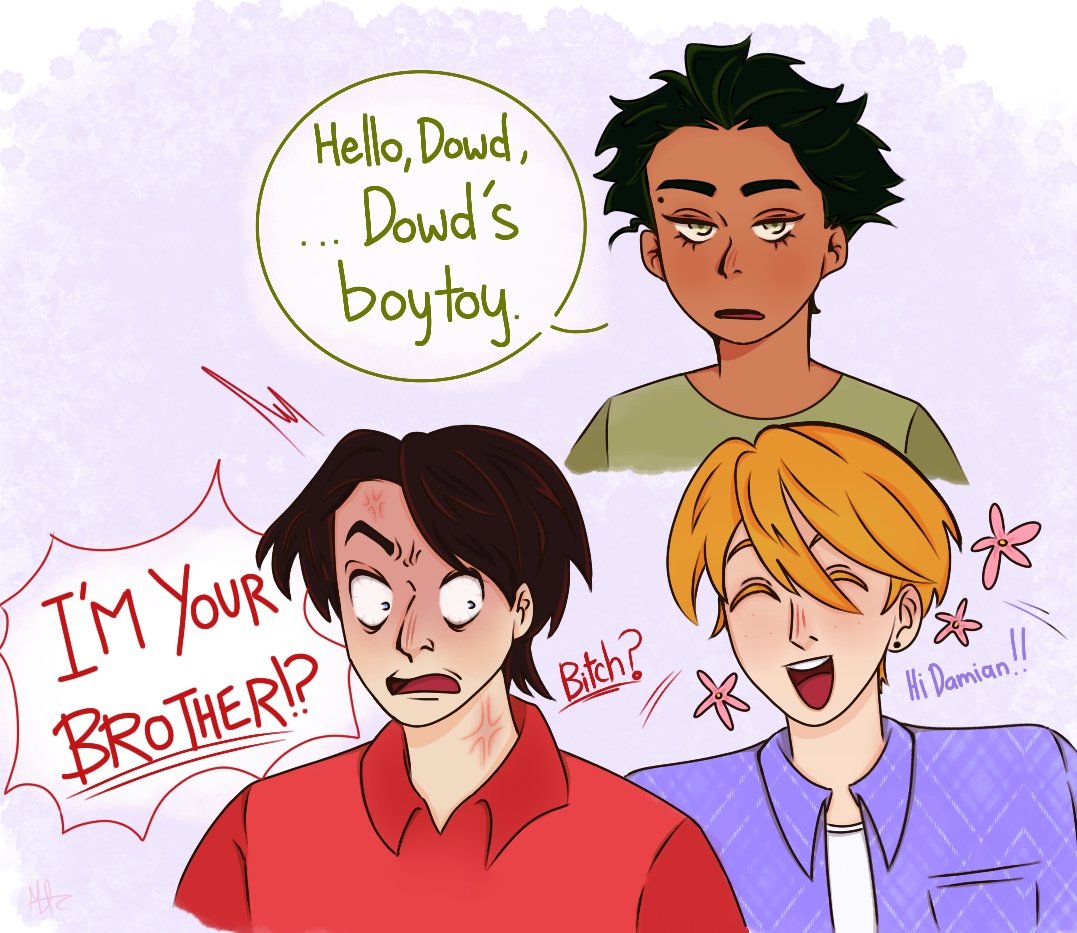 I have the headcanon that Damian likes his siblings' partners more than he likes his siblings themselves. #damianwayne #timbern