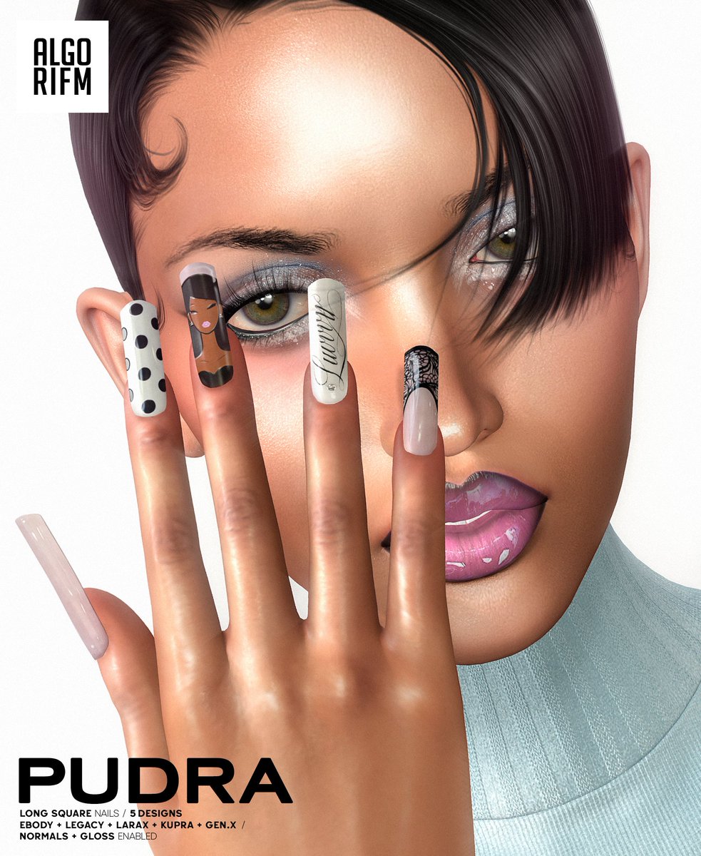 algorifm's tweet photo. algorifm ✨ 𝗻𝗲𝘄 𝗿𝗲𝗹𝗲𝗮𝘀𝗲✨ @ marketplace 

𝗣𝗨𝗗𝗥𝗔 mesh nails

- 𝟱 nail 𝗱𝗲𝘀𝗶𝗴𝗻𝘀
- 𝗹𝗼𝗻𝗴 𝘀𝗾𝘂𝗮𝗿𝗲
- 𝗻𝗼𝗿𝗺𝗮𝗹𝘀 + 𝗴𝗹𝗼𝘀𝘀 enabled
- compatible with 𝗲𝗯𝗼𝗱𝘆 + 𝗹𝗲𝗴𝗮𝗰𝘆 + 𝗹𝗮𝗿𝗮𝘅 + 𝗸𝘂𝗽𝗿𝗮 + 𝗴𝗲𝗻.𝘅 mesh bodies

https://t.co/OAouTjAlXm https://t.co/r0xQs8YsaO