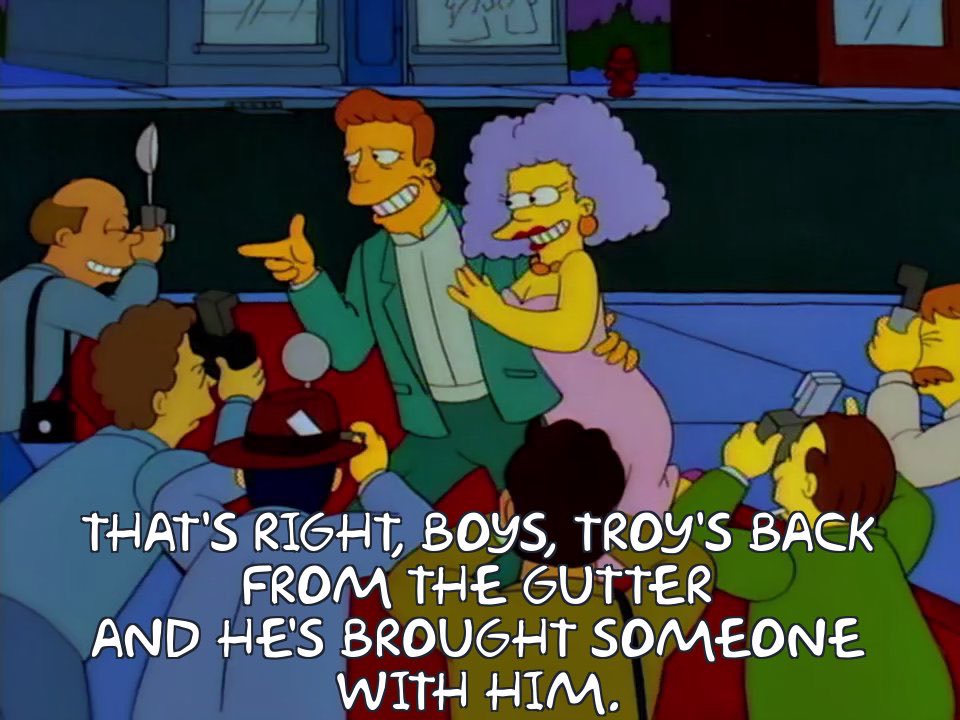 Srirachachau's tweet photo. This ep is so good. Feels special that we just got the one Troy McClure ep https://t.co/JaZJHp20Bl