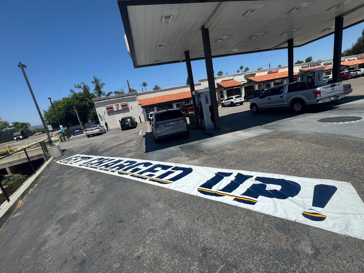 I have secured the “Get Charged Up”banner from the old Chargers stadium in San Diego. 43 feet long. Gonna be so charged up at Chicago HQ