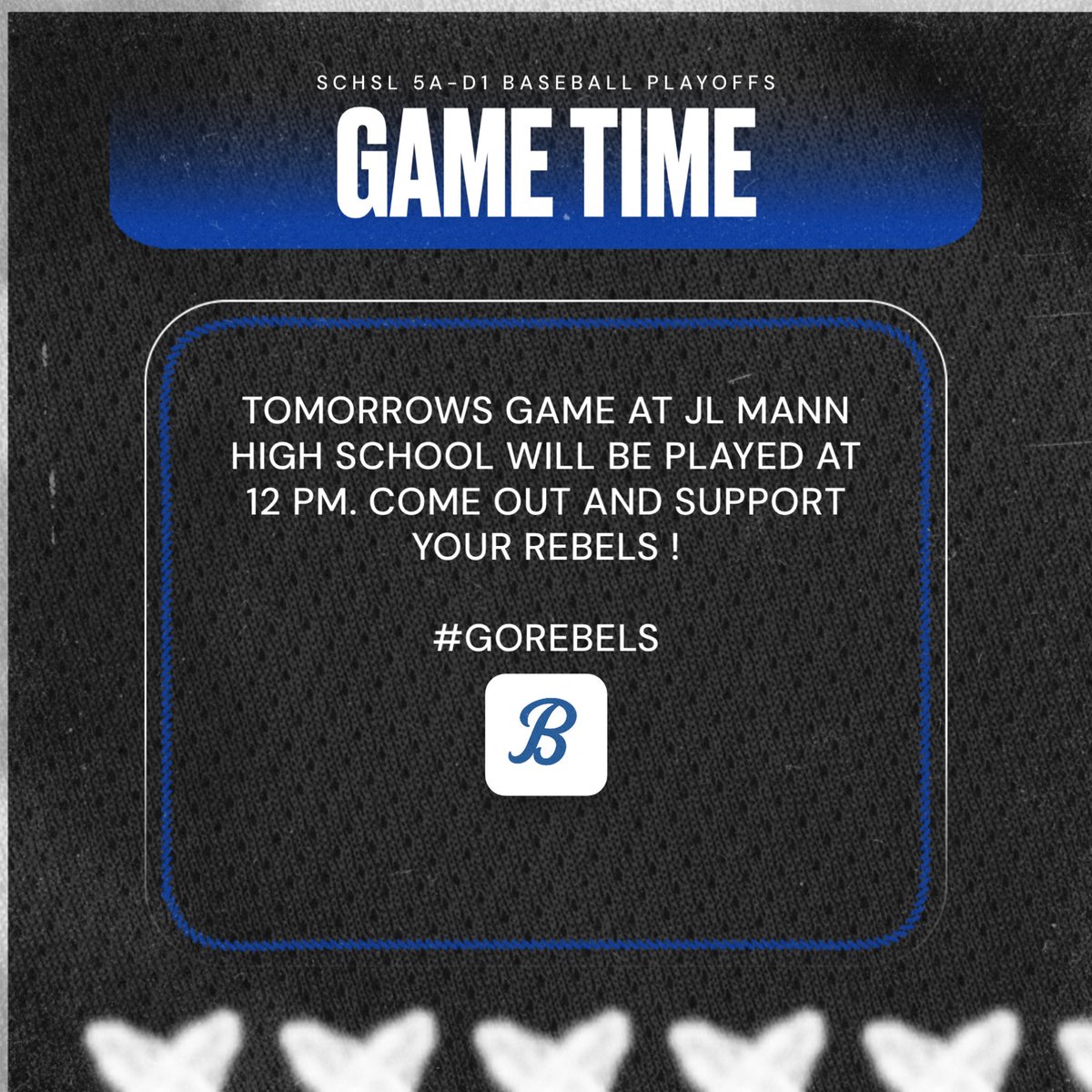 byrnesbaseball's tweet photo. Come out and support your Rebels tomorrow !
#GoRebels https://t.co/Acfcegf67s