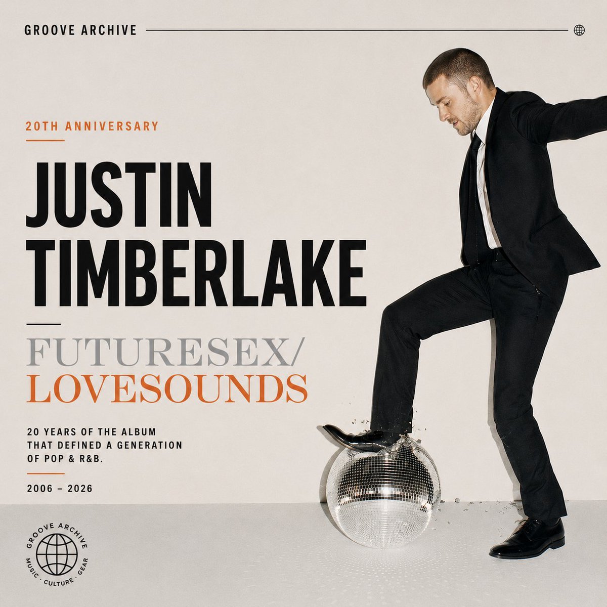 GrooveArchiveCo's tweet photo. Celebrating 20 years of @jtimberlake 's 'FutureSex/LoveSounds.' A deep dive into the @Timbaland  production and the album's lasting legacy in pop. 

Check out on Groove Archive: https://t.co/u6u6HYj1qV https://t.co/tkRb7S55Ks