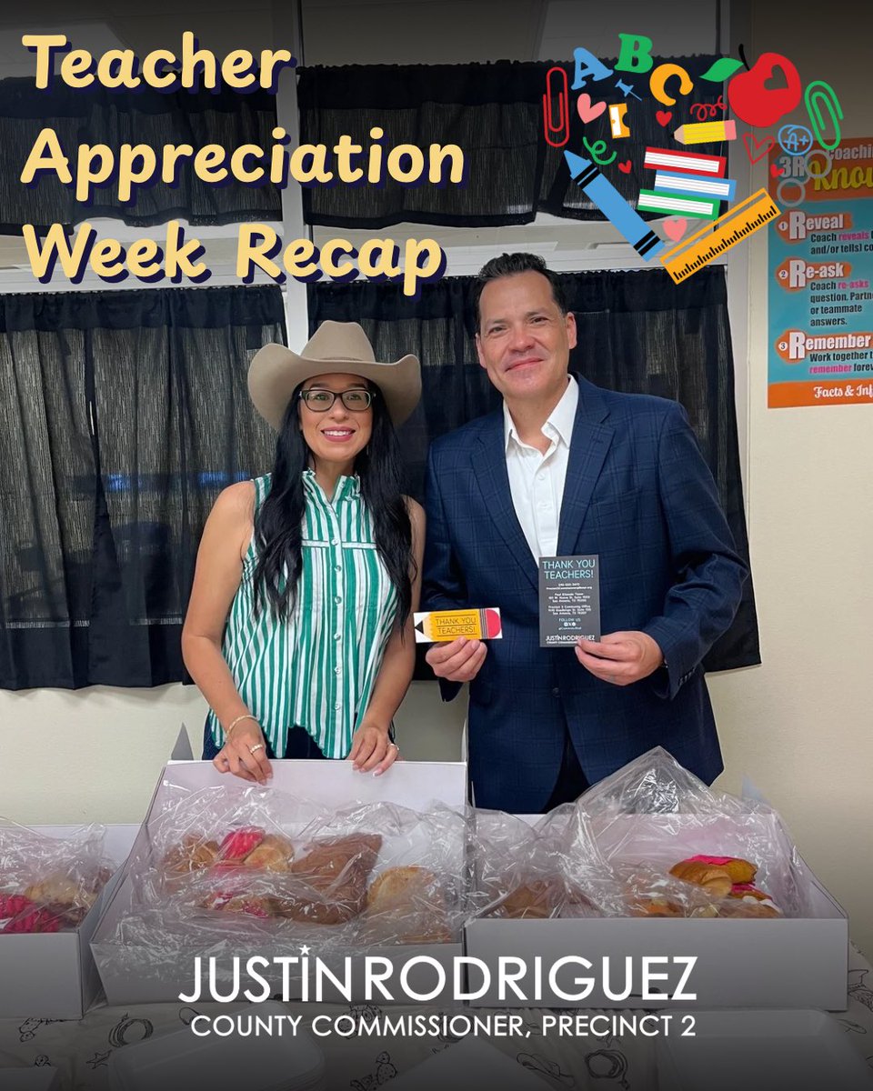 CommishJRod's tweet photo. Big THANKS to ALL teachers for the dedication, passion, and commitment you bring to your classrooms each day!🍎📚✏️👩🏻‍🏫

✍🏼Tag a teacher who you appreciate in the comments! 🫶🏼

#NISD #TeacherAppreciationWeek #ThankYouTeachers #SanAntonio #BexarCounty https://t.co/GMJkPLdNWb