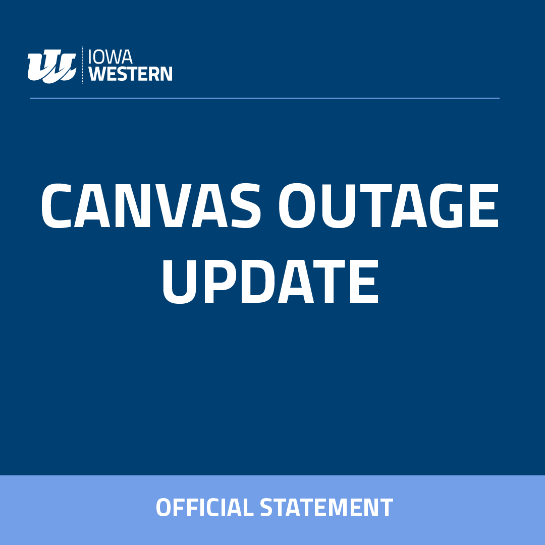 IowaWesternCC's tweet photo. Iowa Western is aware of the recent Canvas outage related to a cyber incident affecting Instructure, the parent company of Canvas. Canvas service has currently been restored, and the college continues to monitor the situation closely. (1/4) https://t.co/yXTOfhgUKW