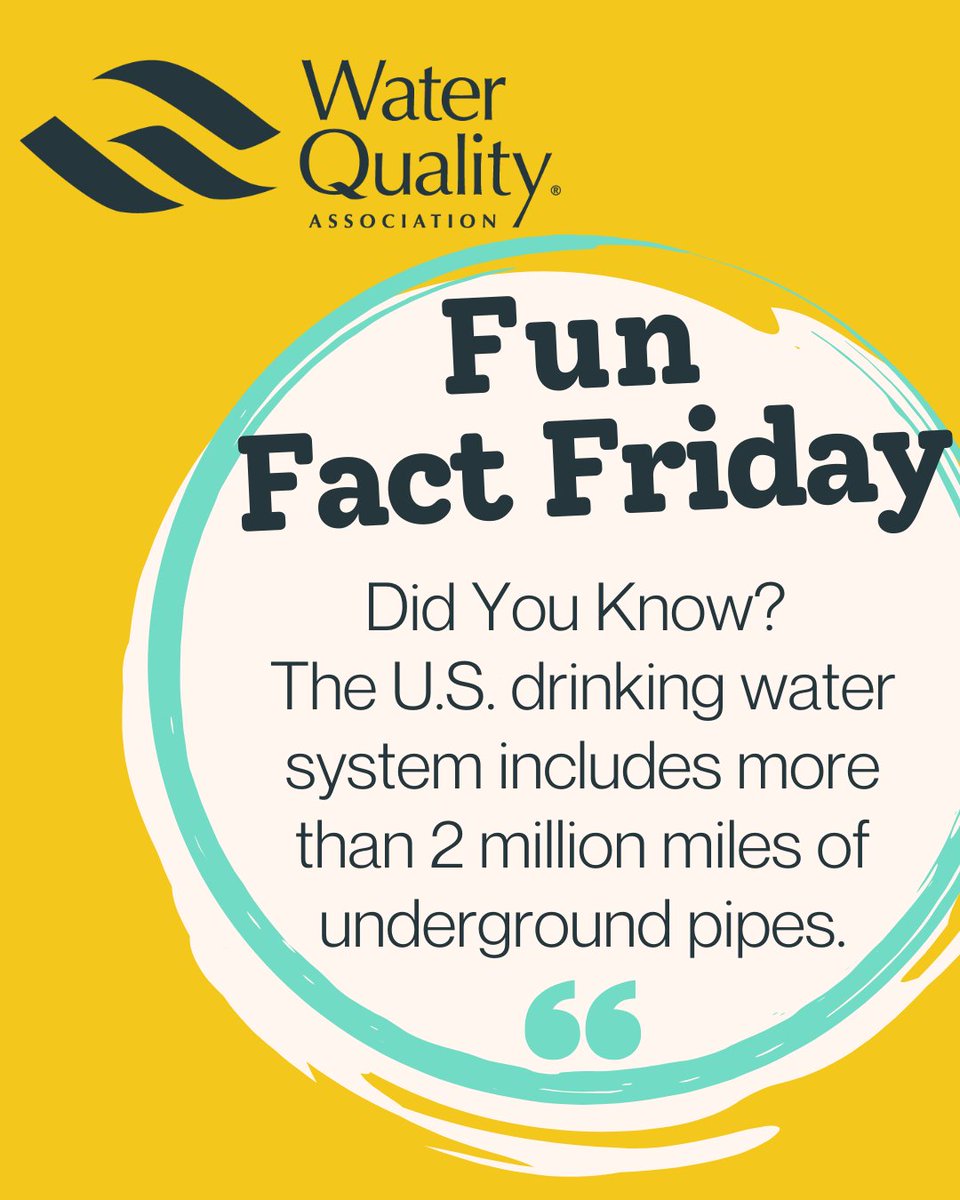 wqaorg's tweet photo. ...That's enough pipe to circle the Earth more than 80 times! As we wrap up Drinking Water Week, it's a powerful reminder of the scale behind something we rely on every day.💧📏🌎
#WQA #FFF #WaterQuality https://t.co/xMXrnjZsbg