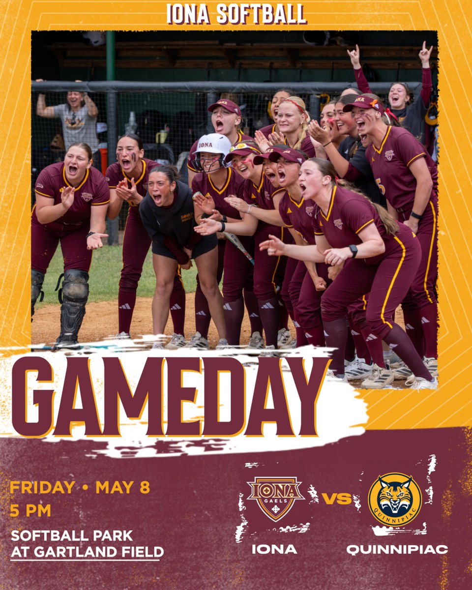 IonaSoftball's tweet photo. 𝑮𝑨𝑴𝑬𝑫𝑨𝒀: Battle with the Bobcats for a spot in the #MAACSB Championship!

🆚: No. 5 Quinnipiac
📍: Poughkeepsie, NY
🏟️: Softball Park at Gartland Field
⏰: 5 PM
📺: ESPN+
📊: https://t.co/EN7kDvnkyn

#GaelNation https://t.co/fEqMlHa4w1
