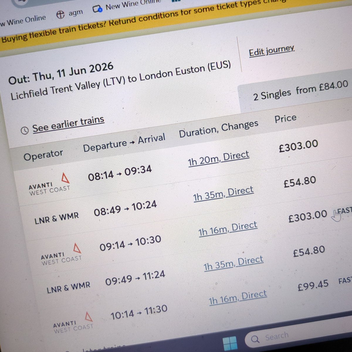 davidjamessims's tweet photo. Hey @AvantiWestCoast just checking your system isn't broken. £303 to get my son and I to London for an appointment? 😂😂😂😂 https://t.co/09U4SGO1tV