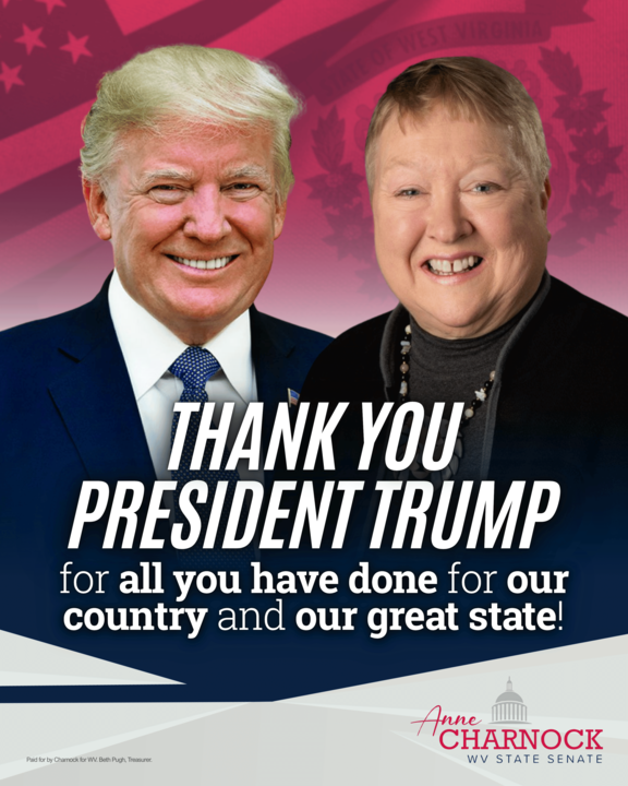 CharnockForWV's tweet photo. I want to thank our President, Donald Trump, for the work he’s done for our country and for West Virginia.
He’s shown real strength and determination standing up for the American people. I appreciate his leadership and his commitment to keeping our country strong.

#CharnockForWV https://t.co/zMTkYj0PPd